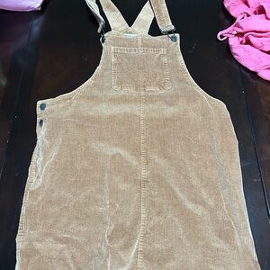 Tan Corduroy Overall Dress